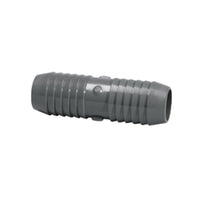 Gray PVC Lasco 1429-007 3/4-inch insert coupling (insert x insert) showing barbed insert ends and cylindrical body on white background.