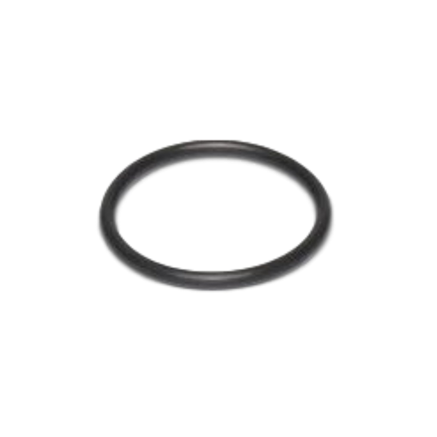 Close-up of DURA MO-021 1" O-ring next to a 1" Schedule 40 gray manifold fitting, product on white background.