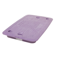 Purple Rain Bird VB Series standard valve box replacement lid with textured non-slip surface and beveled edges for easy shovel access, shown flat.