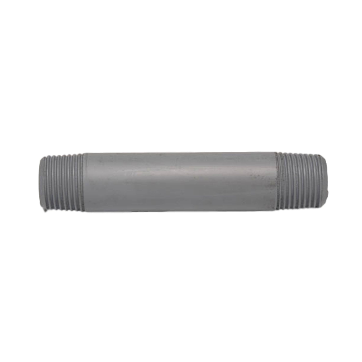 DURA 1/2 inch x 3 inch Schedule 80 PVC nipple (PNIPB050-030), threaded both ends (MPT), gray finish, product front view on white background.