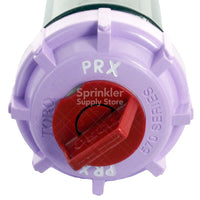 Detailed view of Toro 570Z-12P PRX-E body and riser, illustrating pressure-regulator housing and service-access features.