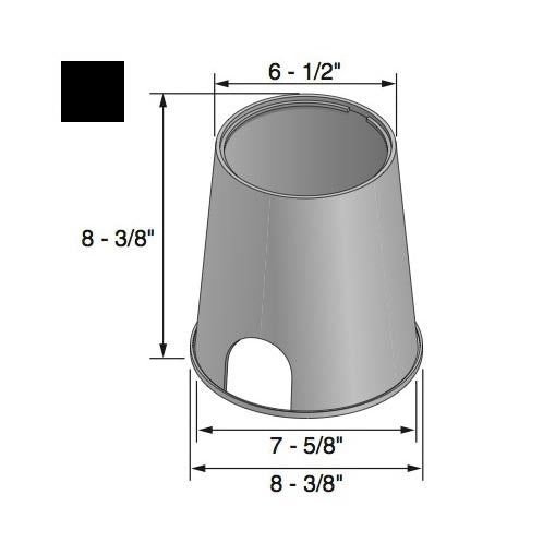 Side and angled view of NDS 107B 6-inch round valve box (box only), illustrating the depth and shape for placing valve assemblies in the ground.