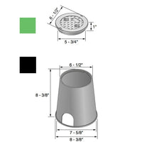 Top and side angle of NDS 107BC valve box highlighting bayonet twist-lock overlapping lid, reinforcing ribs, and pipe hole locations for irrigation piping.