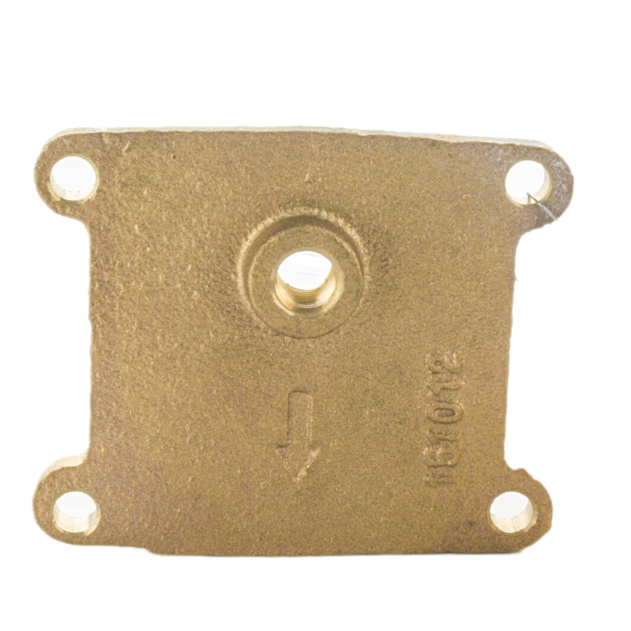 Febco 110-035 cover plate photographed next to its SKU label for easy part identification and fit confirmation.
