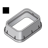 Rear-right close-up of NDS 117-6 extension highlighting tapered walls, overlapping cover seat and 3/8 in stainless nut.