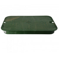 Side view of NDS 117C overlapping cover emphasizing edge profile and how the lid overlaps the valve box to prevent debris ingress.