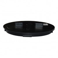 Front view of NDS 1206 universal adapter plug in black styrene, 6-inch diameter, showing the outlet face and sealing lip on a white background.
