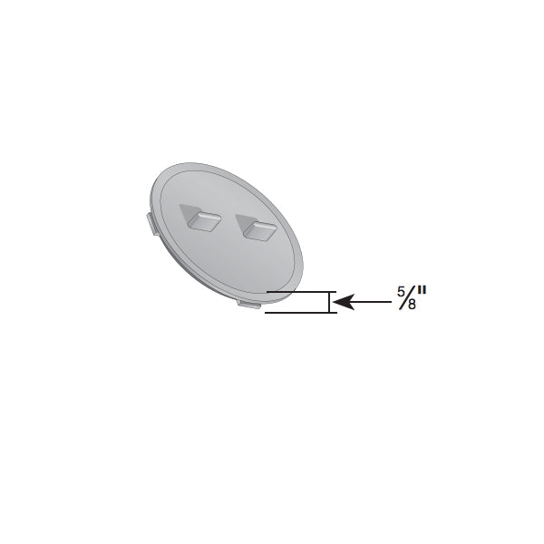 Side profile of NDS 1206 universal adapter plug, black styrene, 6-inch diameter by 5/8-inch height, showing insertion rim and plug profile.
