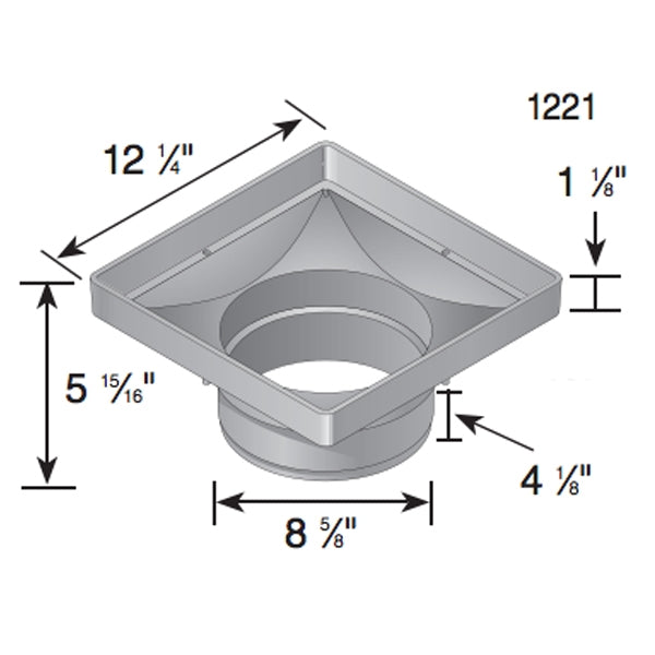 NDS 1221 12" x 12" Low-Profile Adapter for 8" Pipe