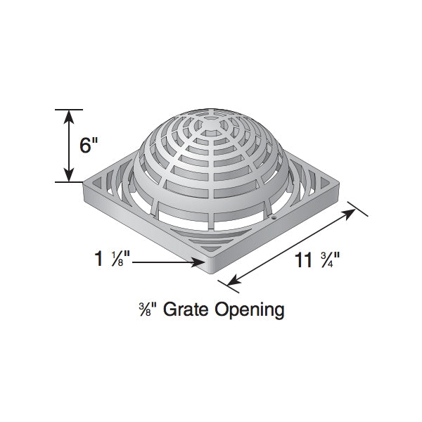 Close-up of NDS 1280 green atrium grate highlighting the 3/8-inch slotted openings and durable UV-stabilized HDPE construction.