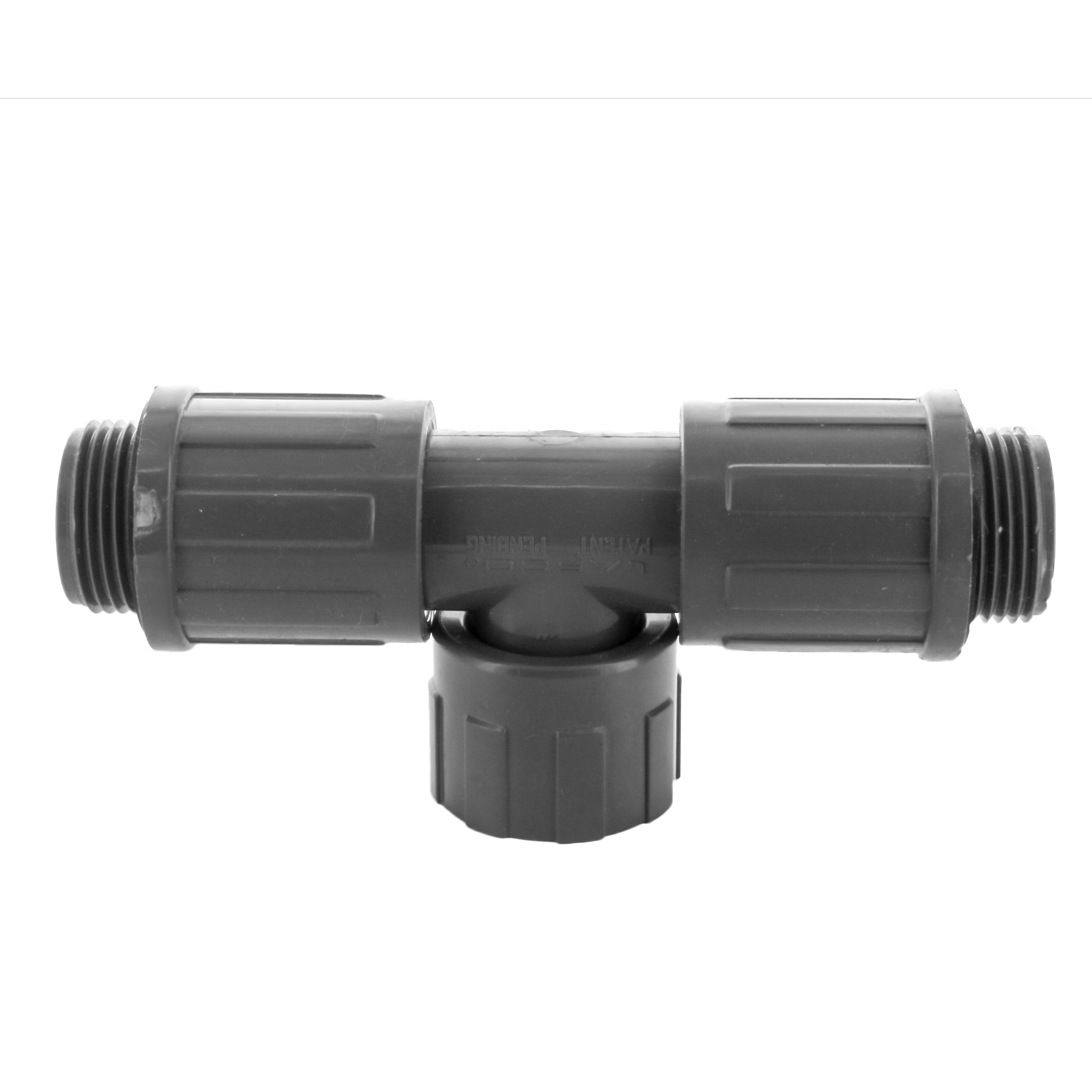 Lasco 1303-010 1" PVC Manifold Tee - Ring Nut & Two Valve Connections