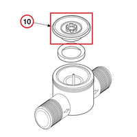 Close-up of Toro part 138802 1-inch EZ-Flo replacement diaphragm assembly, showing rubber diaphragm and mounting features for valve repair.
