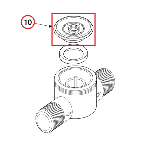 Close-up of Toro part 138802 1-inch EZ-Flo replacement diaphragm assembly, showing rubber diaphragm and mounting features for valve repair.