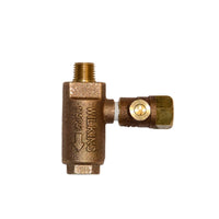 Front three-quarter view of Wilkins ZWFR 1/4-inch freeze relief valve in low-lead bronze showing male NPT threads and compact body.