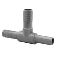 Red PVC insert reducing tee (Spears 1401-132), nominal 1" x 1" x 1-1/4", barbed insert connections; product shown on a white background, clear profile.