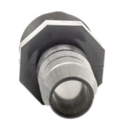 Close-up of Lasco 1436-131 adapter, highlighting the molded PVC construction and the reducing profile from 1" to 3/4" insert connection.