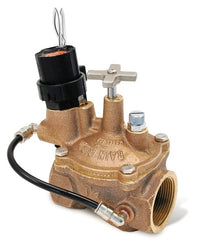Rain Bird 150EFBCP EFB-CP 1.5-inch brass irrigation valve, inline globe design, self-flushing screen and purple non-potable handle cover.