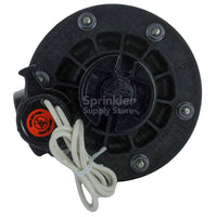 Rain Bird 150PEB 1.5-inch industrial valve installed orientation view with threaded NPT inlet/outlet and flow control handle visible.