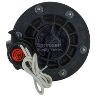 Rain Bird 150PESB valve installed with visible inlet/outlet ports and valve body, demonstrating compact 8x6x6-inch footprint (product photo).