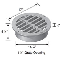 Angled profile of NDS 15 in. green round drain grate (SKU 1512), showing side height, edge detail, and inlet connection area.