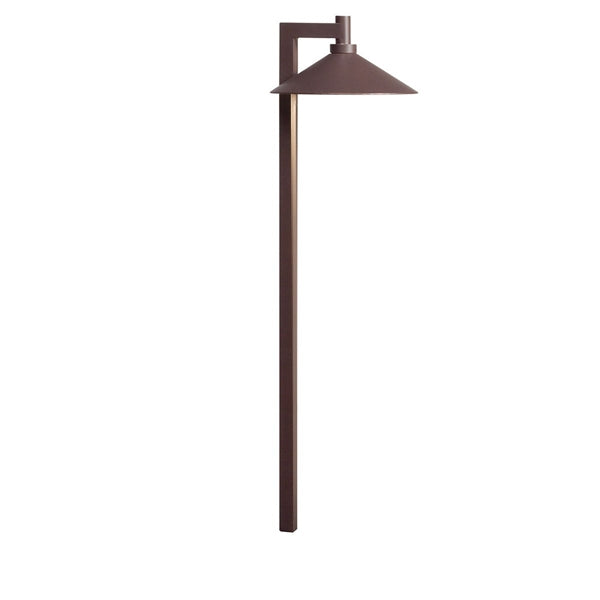 Kichler Ripley path light 15800AZT27R in Textured Architectural Bronze, showing lantern head, integrated LED, and stake.