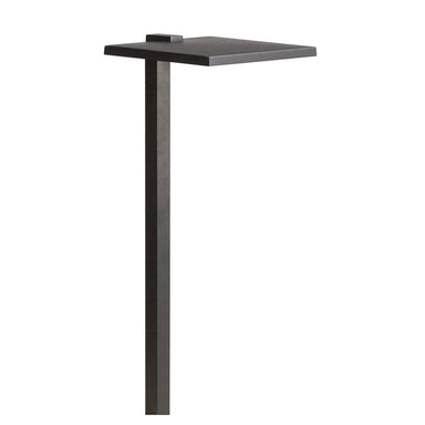 Textured black Kichler Shallow Shade large LED path light (15806BKT30R), integrated 3000K LED, 24-inch height and 8-inch width, aluminum housing.