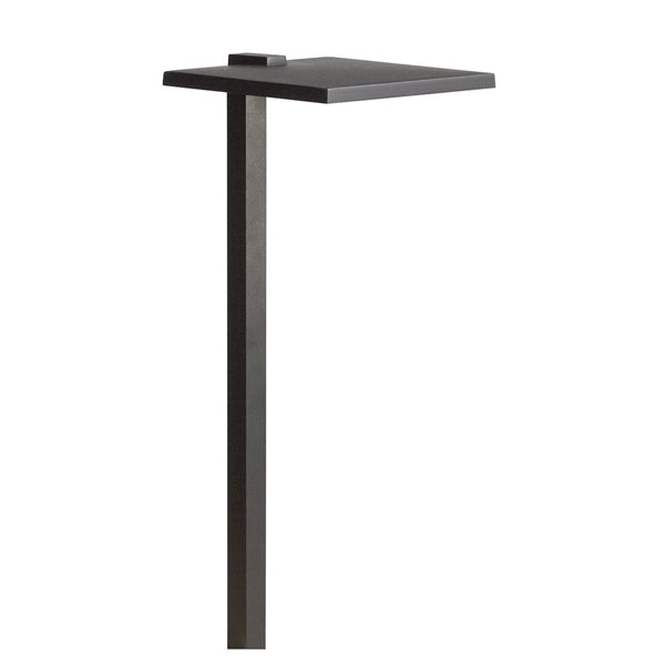 Textured black Kichler Shallow Shade large LED path light (15806BKT30R), integrated 3000K LED, 24-inch height and 8-inch width, aluminum housing.