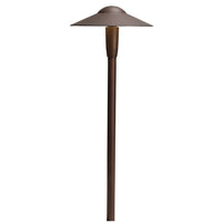 Kichler 15810AZT27R textured Architectural Bronze LED dome path light on white background, angled view showing dome, housing, and in-ground stake.
