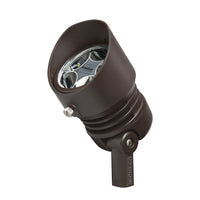 Kichler 16200BBR30 bronzed brass LED landscape spot light; integrated 120V module, compact 3" housing for narrow-beam accent lighting.
