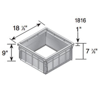 Close-up top-down view of NDS 1816 8-inch riser interior ribs and connection edges, showing fit and stacking surfaces