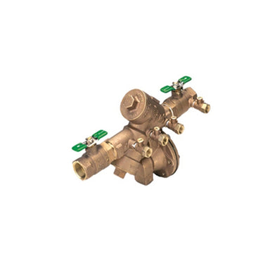 Wilkins 2-975XL2 2-inch reduced pressure zone backflow preventer with bronze body and QT ball valves, FNPT connections.