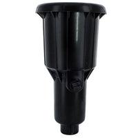 Front perspective of Rain Bird 2045A Maxi-Paw impact rotor sprinkler showing blue Size 8 nozzle, impact arm, and top housing details.