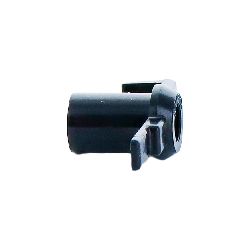 Top and side detail of Rain Bird MaxiBird Nozzle #7 (206592-07) with emphasis on spray outlet geometry and compact nozzle body in black.