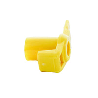 Top-down view of Rain Bird MaxiBird nozzle #10 (206592-10), yellow color-coded nozzle tip and visible spray orifice for flow reference.