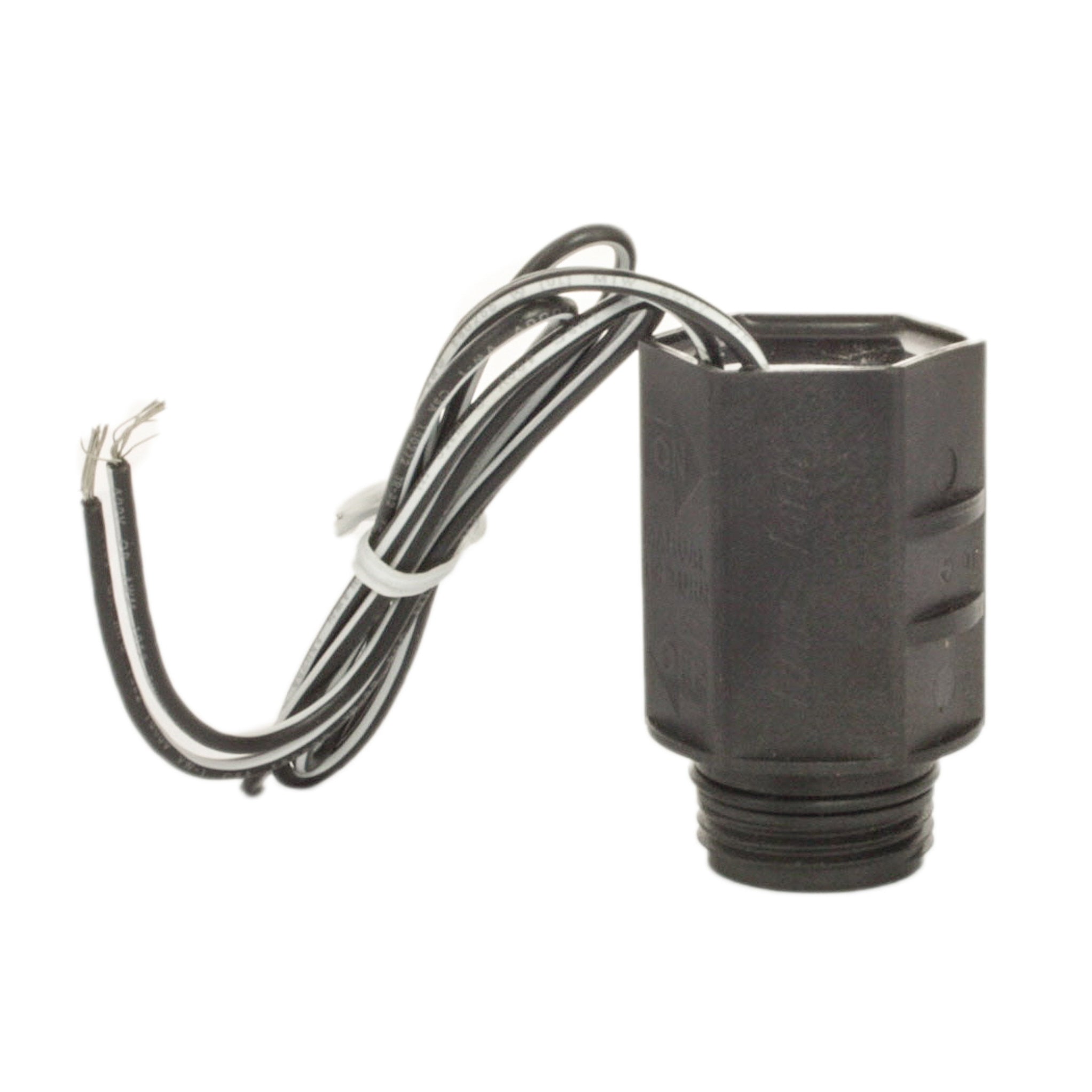 Close-up of the Rain Bird 208588-01 solenoid coil and o-ring showing the connection points and casing details for part verification.