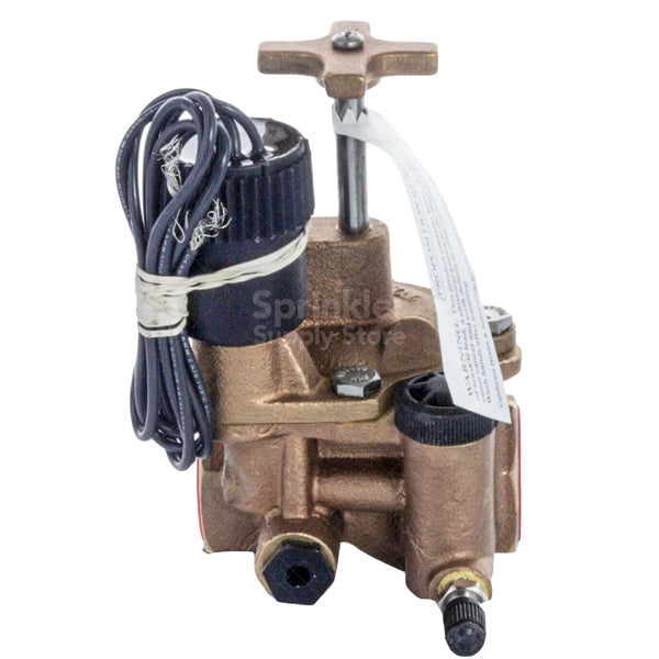 Close-up of Toro 220-26-04 solenoid and actuator, highlighting stainless-steel 120-mesh filter screen access and brass valve body.