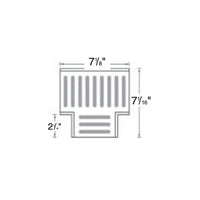 Top-down close-up of NDS Spee-D fabricated tee (SKU 2371) showing gray slotted grate pattern and snap-in tabs for removal.