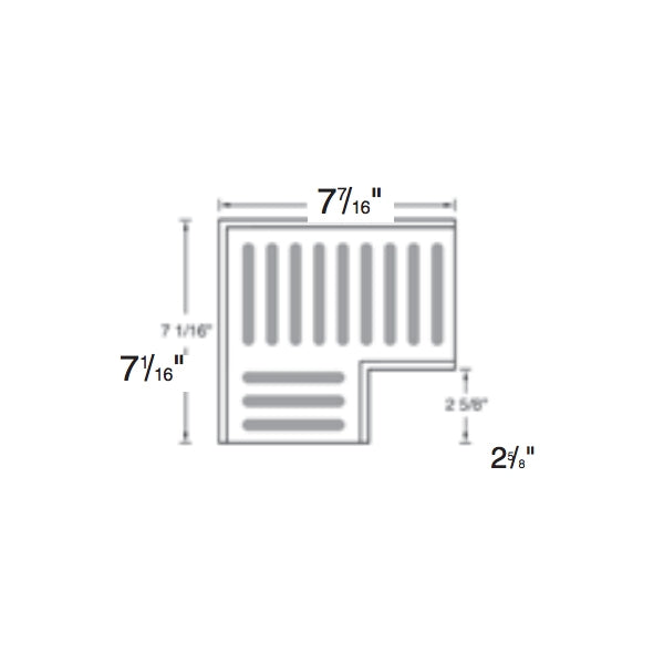 Installed photo of NDS Spee-D 90° channel elbow next to a straight channel section, illustrating how the elbow couples into a Spee-D drainage layout.