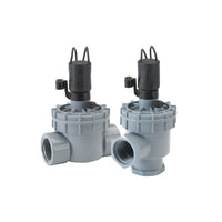Irritrol 2600TF 1-inch plastic angle irrigation valve with threaded bonnet and flow control, studio photo