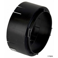 Front view of NDS 2410 universal outlet adapter in black, showing integrated lip and pre-inserted #1890 reducer ring for 24" catch basin connections.
