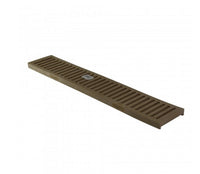 Front perspective of NDS 244 Spee-D 24-inch sand HDPE channel grate, slotted pattern, 4.13 in width, ADA-compliant, Class B load rated.