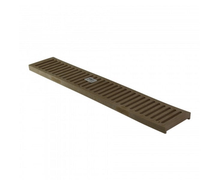Front perspective of NDS 244 Spee-D 24-inch sand HDPE channel grate, slotted pattern, 4.13 in width, ADA-compliant, Class B load rated.