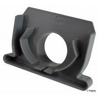 Gray NDS Spee-D 2-inch spigot end outlet, side profile showing spigot collar and channel attachment surface.
