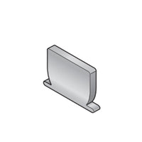 Close-up of gray NDS Spee-D end cap (SKU 247) highlighting the PVC body and edge that secures to the Spee-D channel drain.