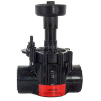 Side view of Toro 250-00-04 irrigation valve showing body profile, glass-filled Zytel construction, external manual bleed and stainless-steel metering pin access area.
