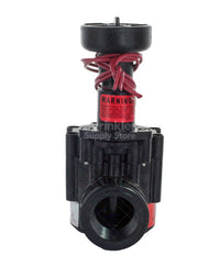 Side angle of Toro Model 250 1" electric valve illustrating inlet/outlet orientation, flow-control knob, and robust glass-filled nylon body.