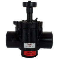 Front view of Toro 252-21-06 1-1/2" normally open hydraulic irrigation valve with flow control handle and female NPT ports