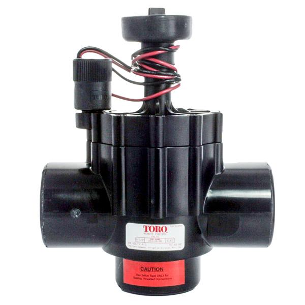 Front three-quarter view of Toro Model 252 1-inch globe/angle valve showing flow control handle and female threaded connections.