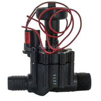 Close-up of the flow control adjustment and solenoid area on Toro 254-16-04 1-inch valve, showing markings and access points for installers.