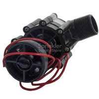 Side profile of Toro 254-16-04 irrigation valve installed on piping, illustrating port orientation and flow control lever location for installers.
